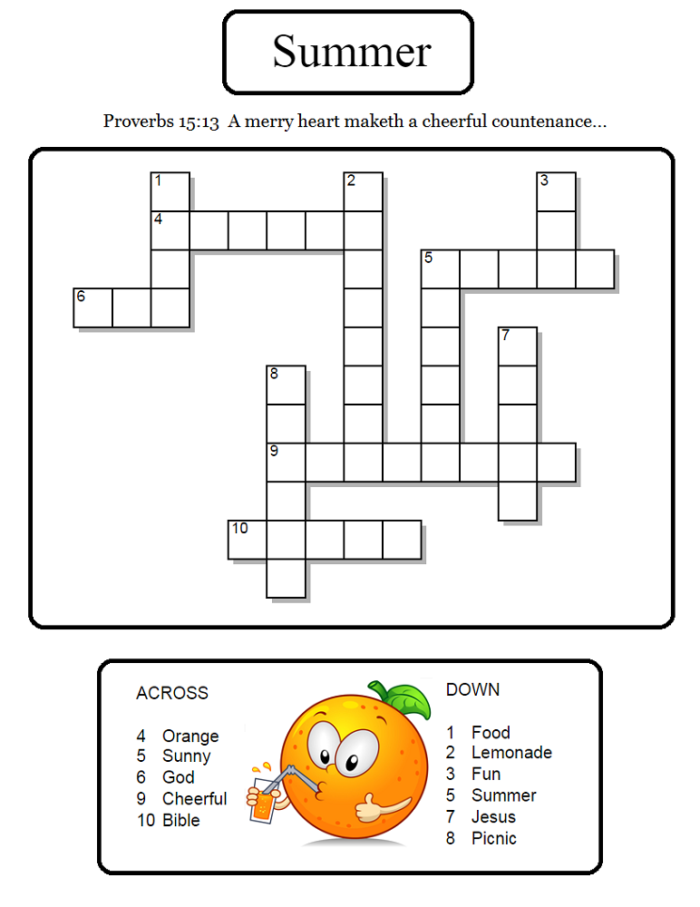 summer crossword puzzles for children