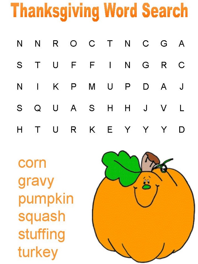 easy word search puzzles thanksgiving