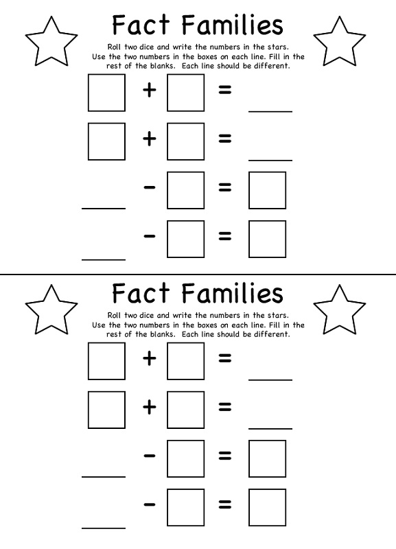 Fact Family Worksheet K5 Worksheets