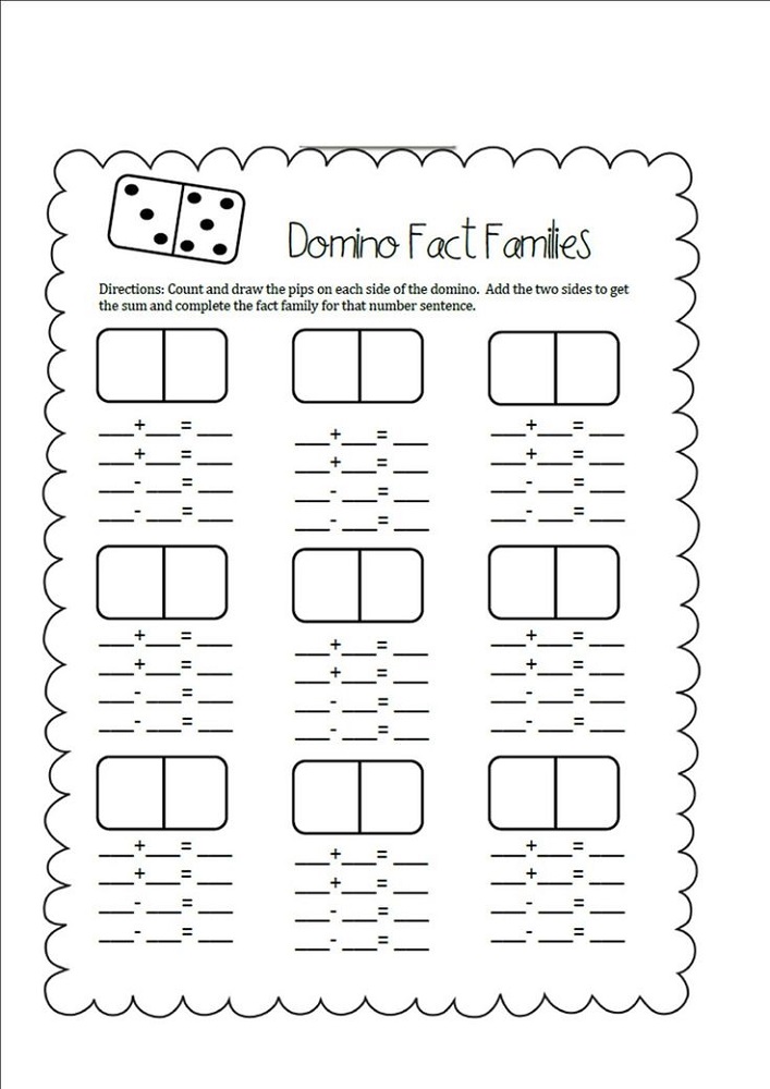 fact family worksheet domino