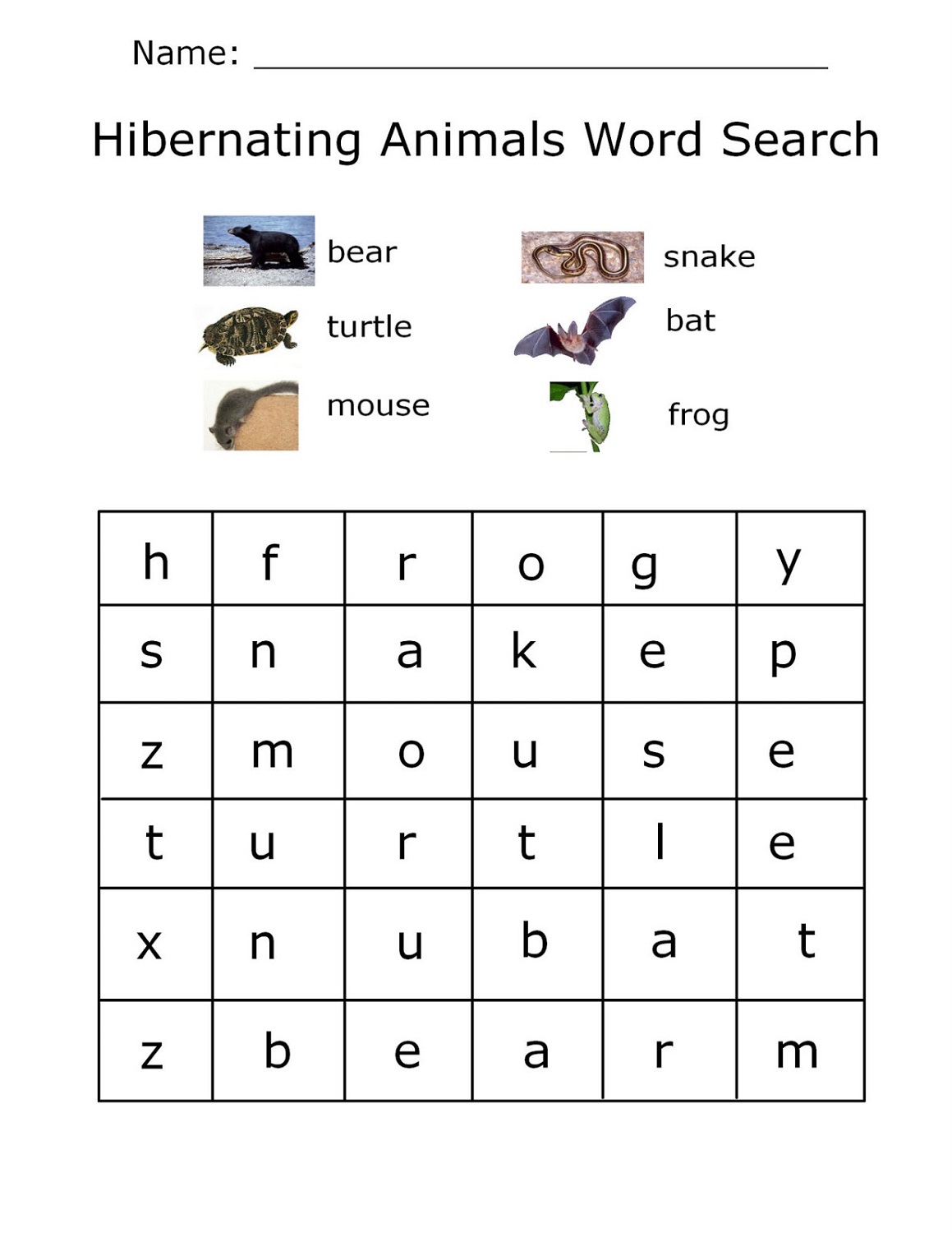 kids word search puzzles animal