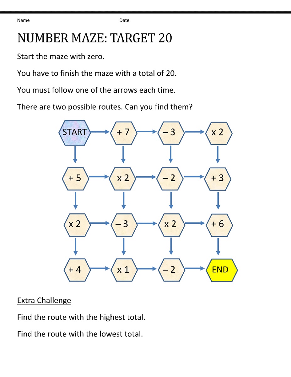 math maze worksheets for kids