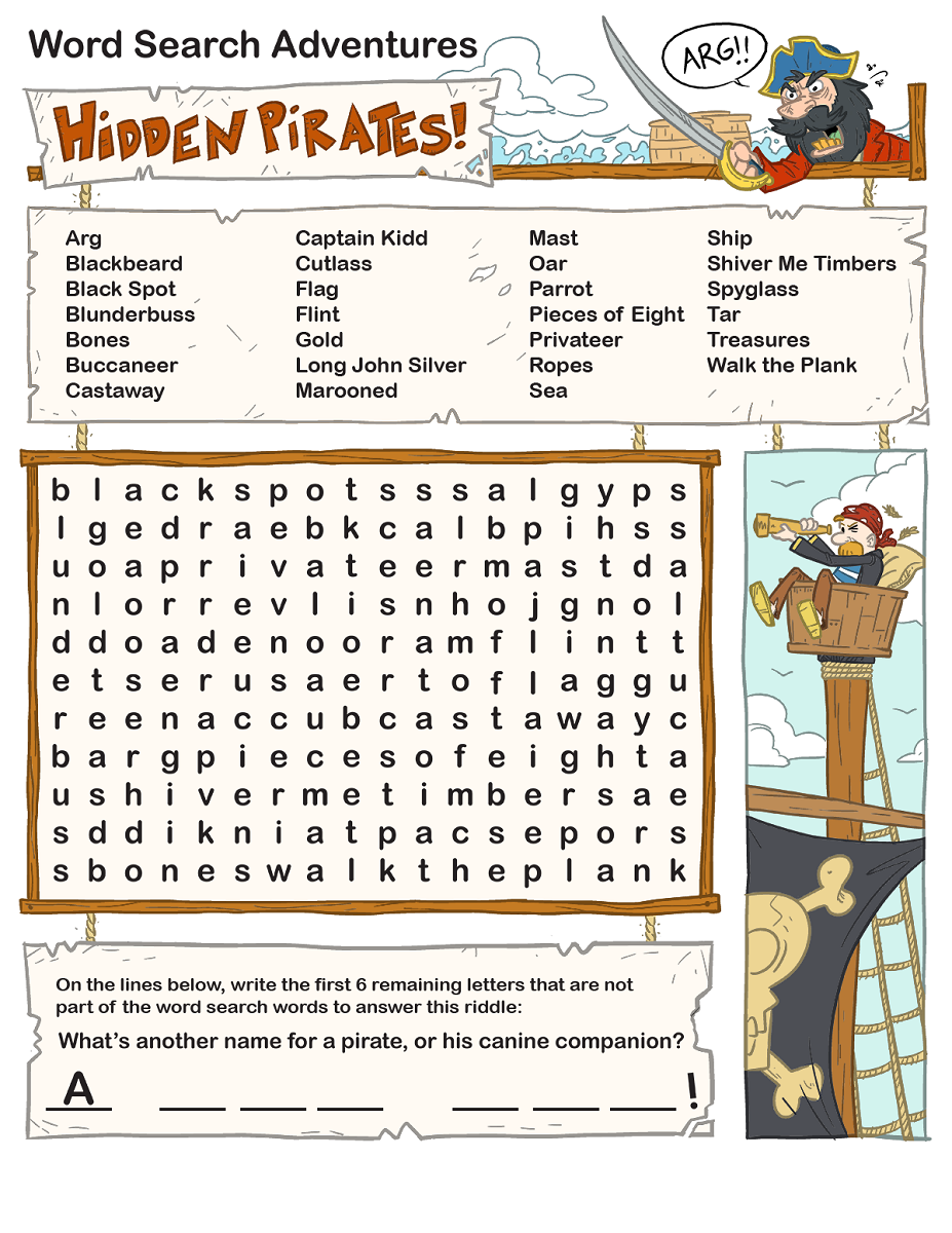 pirate word search for children