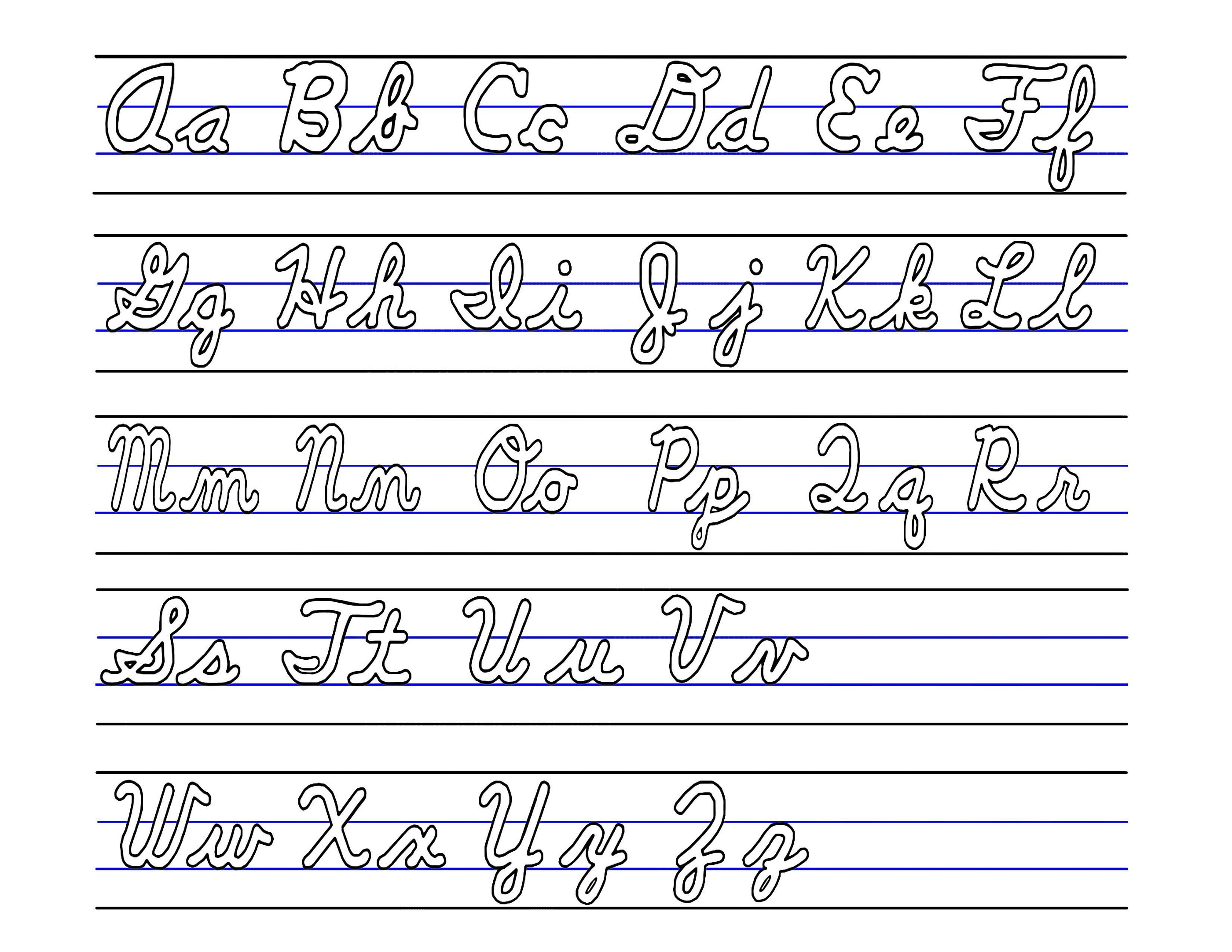 uppercase and lowercase letters cursive
