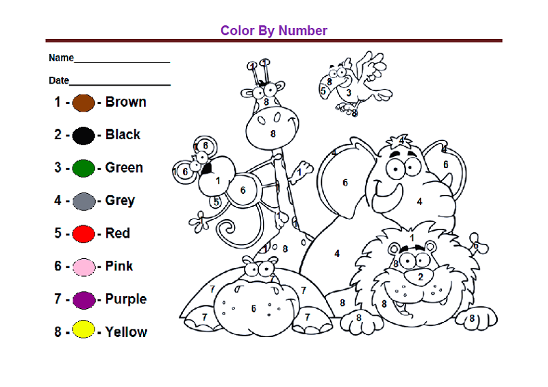 color by numbers worksheets free
