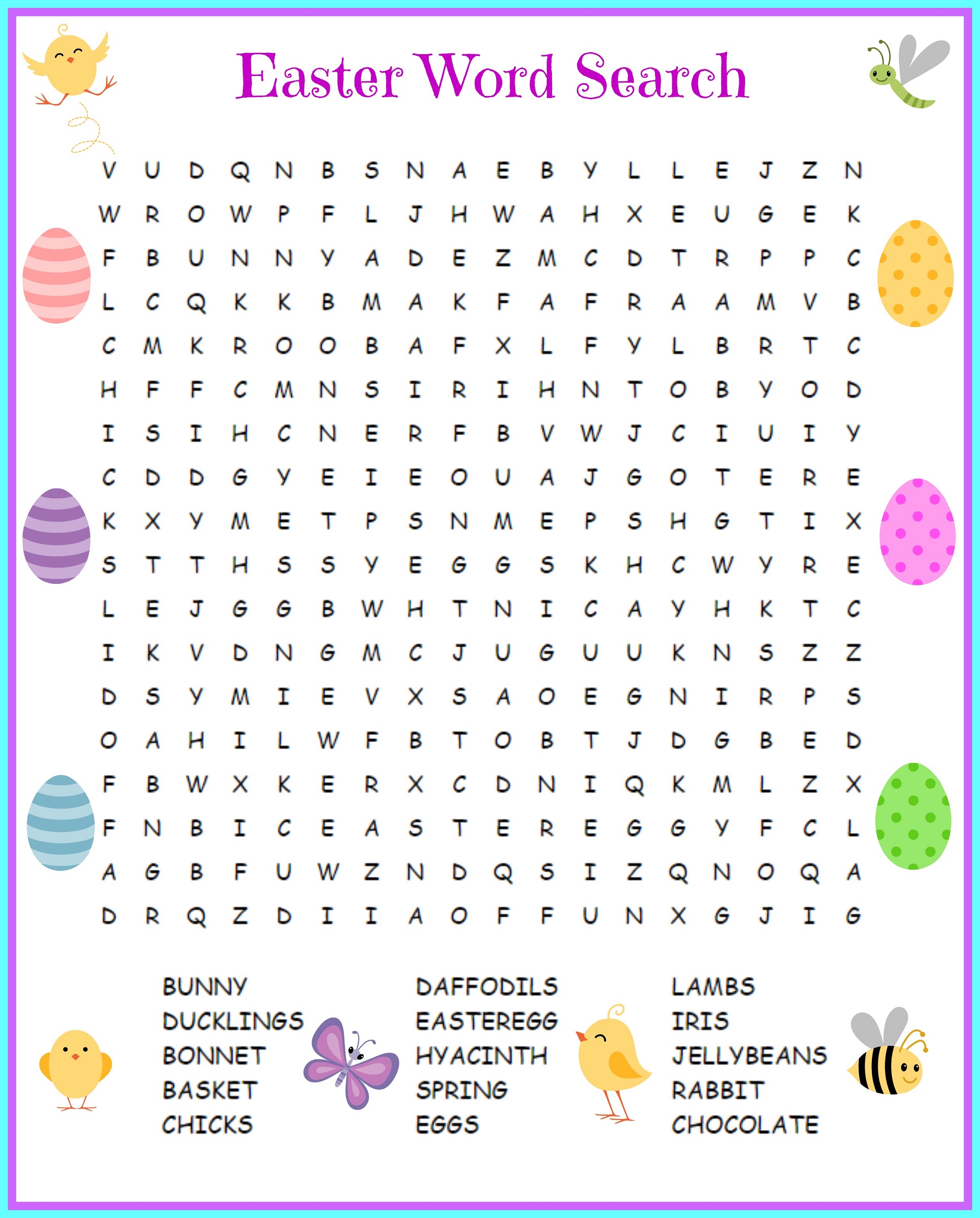 free word search worksheets easter
