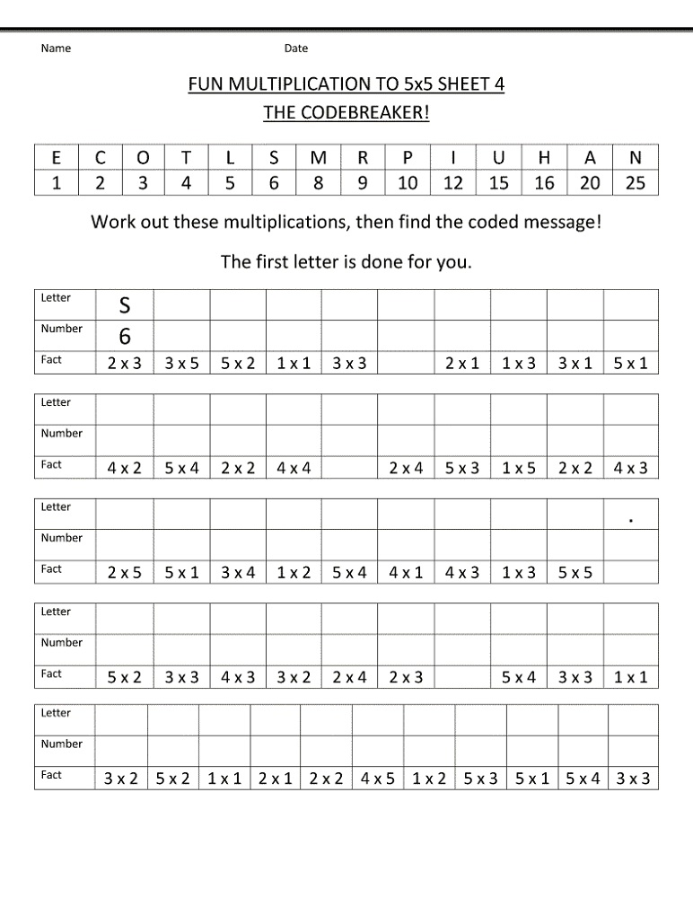 fun math sheets letters