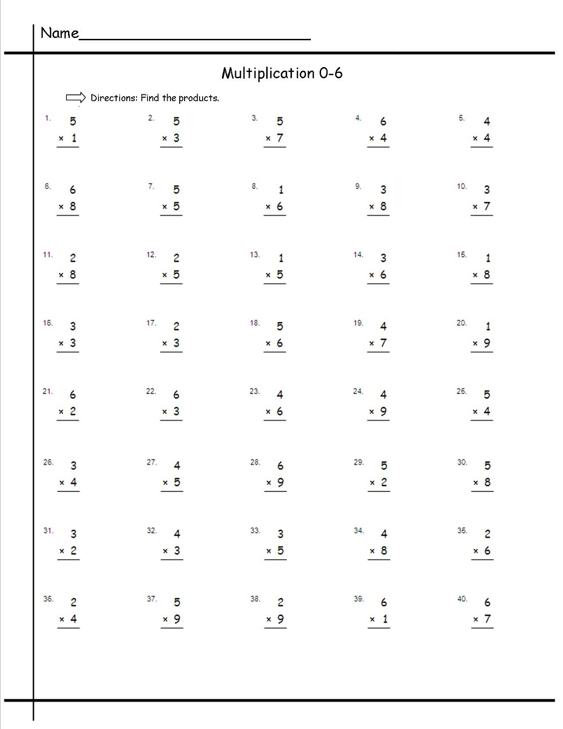 times table drills simple