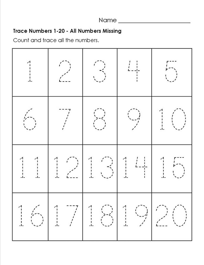 trace the numbers printable