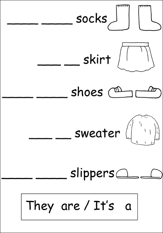 work sheets for kids clothes