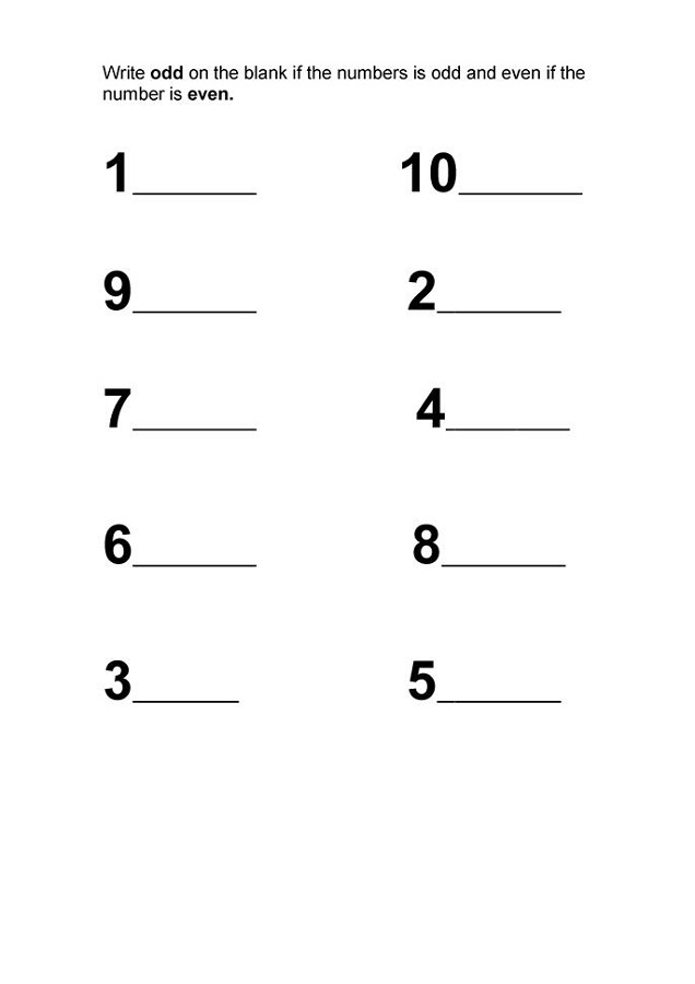 even and odd number worksheets easy