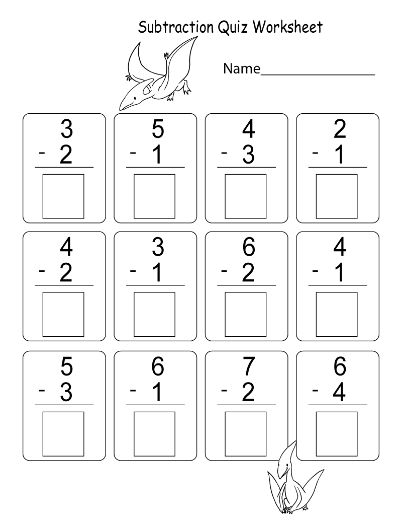 Free Kindergarten Math Worksheets Subtraction