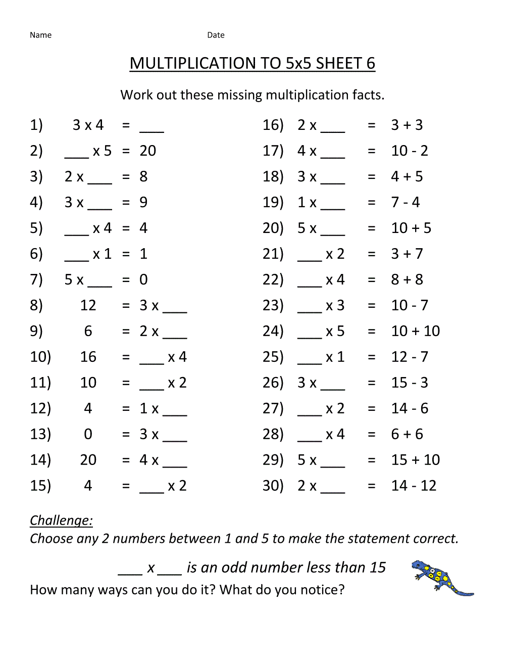 Free Multiplication Worksheets 2nd