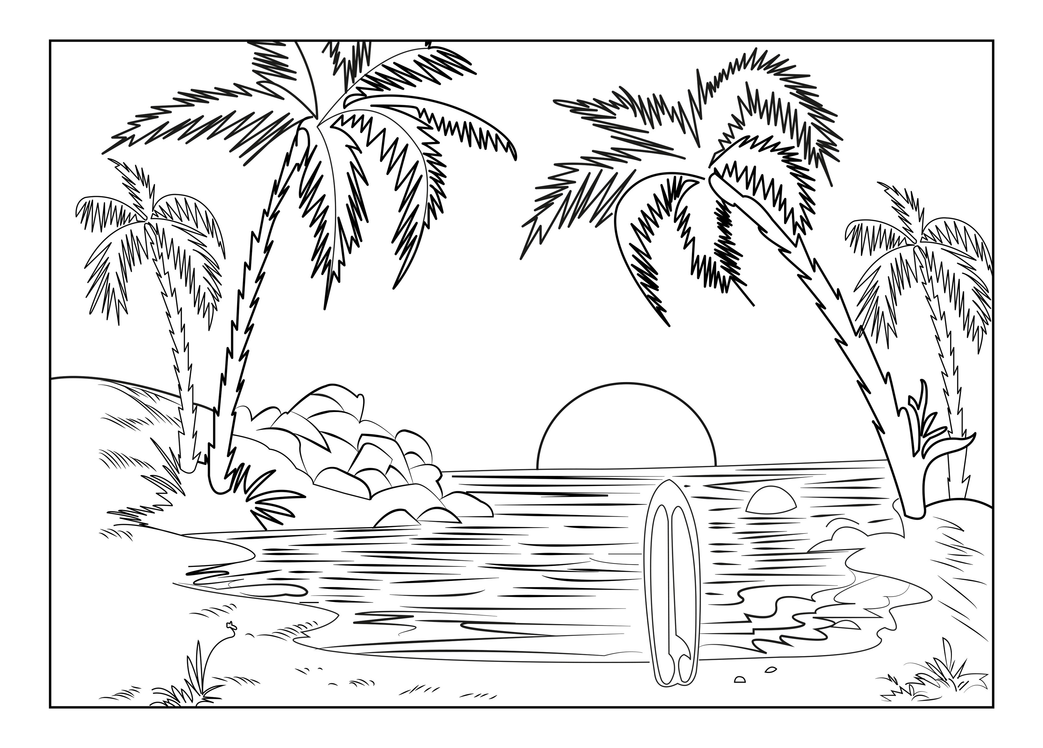 Adult Coloring Pages Sunset