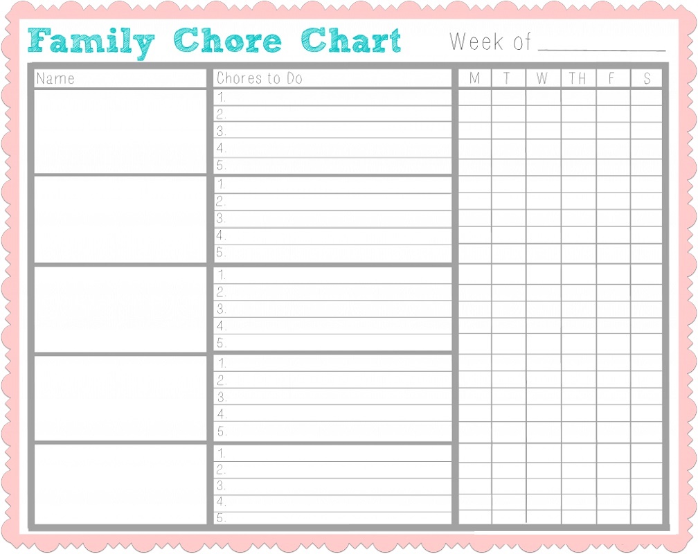Chore Reward Chart Family