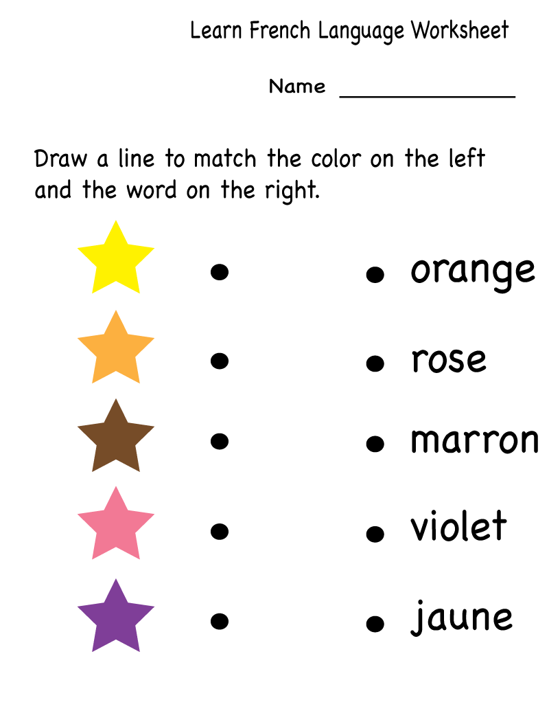 Kids Learning Worksheets French