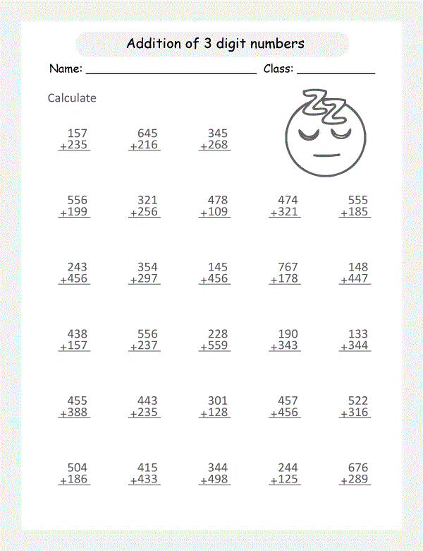 Math in English Worksheets Addition