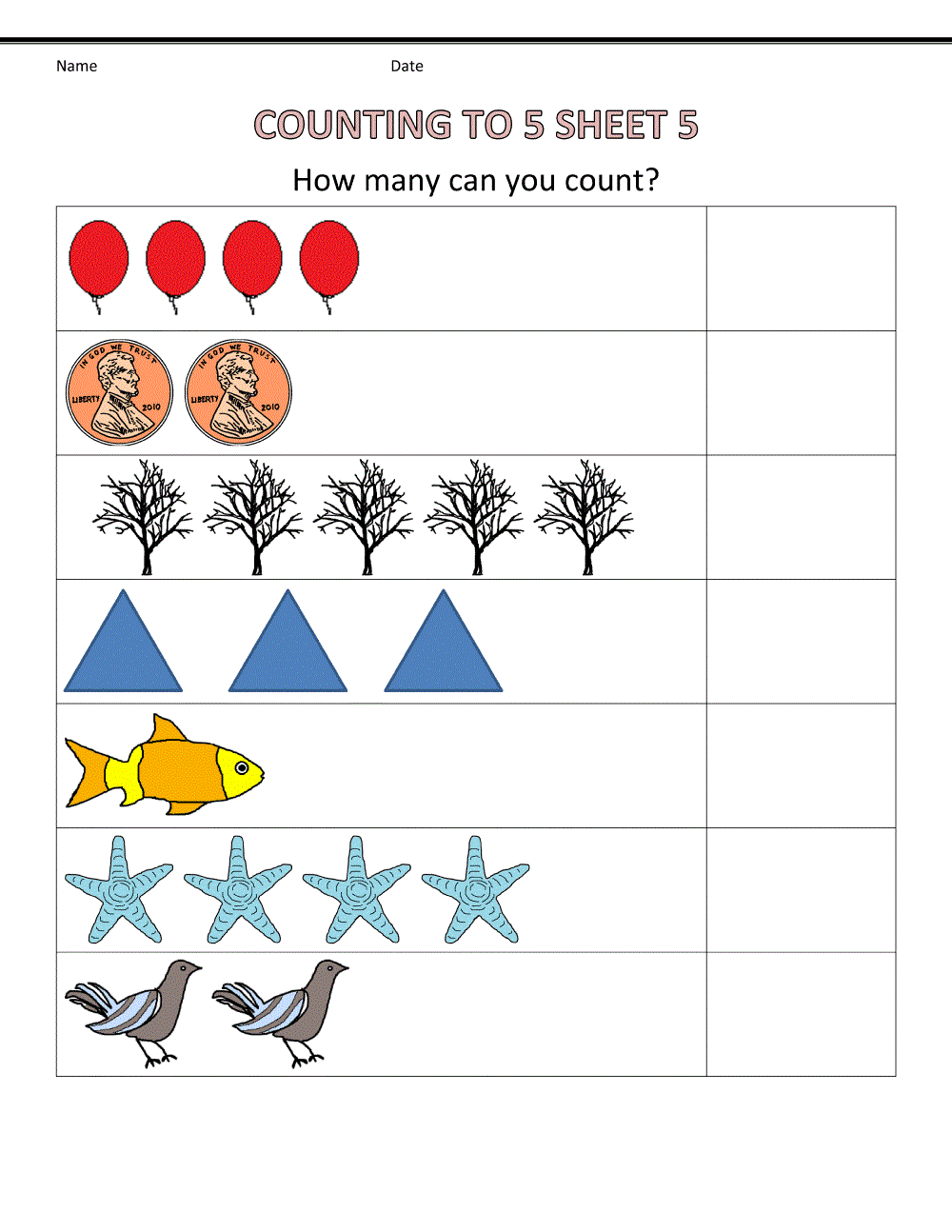 Preschool Math Worksheets Count