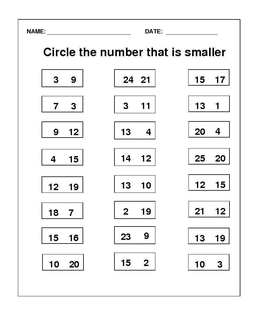 Printable Activities for 5 Year Olds Number