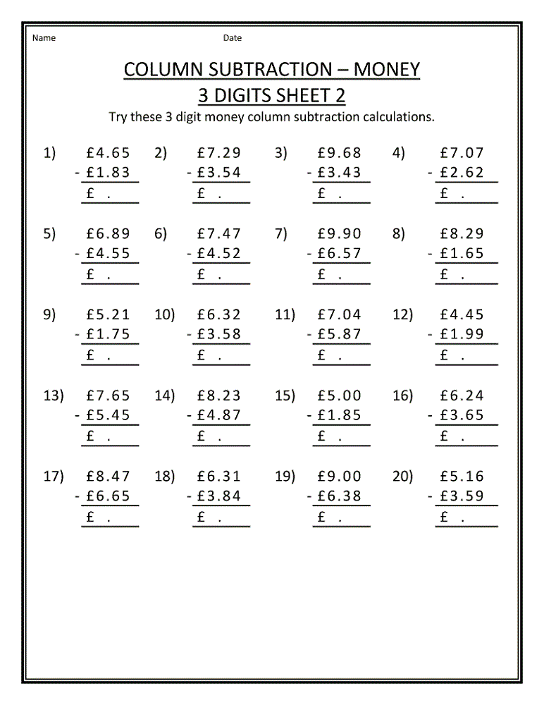 Printables Maths Worksheets Ks2 Subtraction