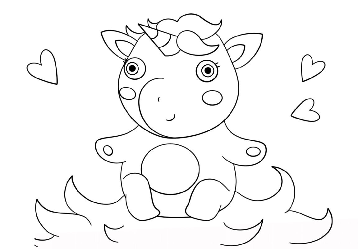 Baby Unicorn Coloring Pages Cute