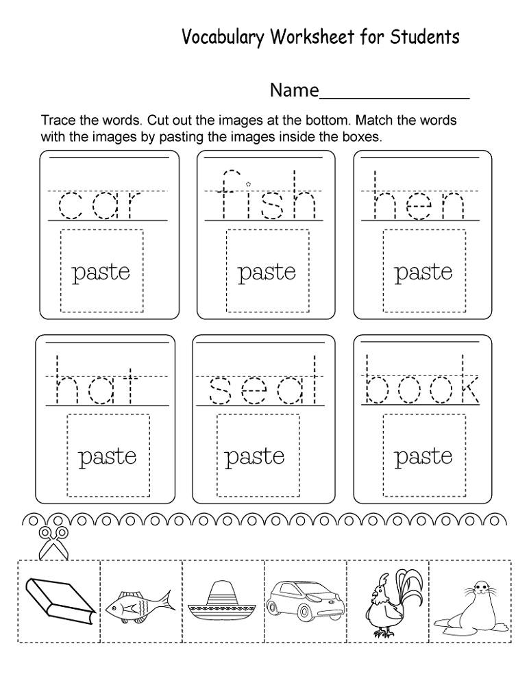 English Worksheets For Kids Vocabulary