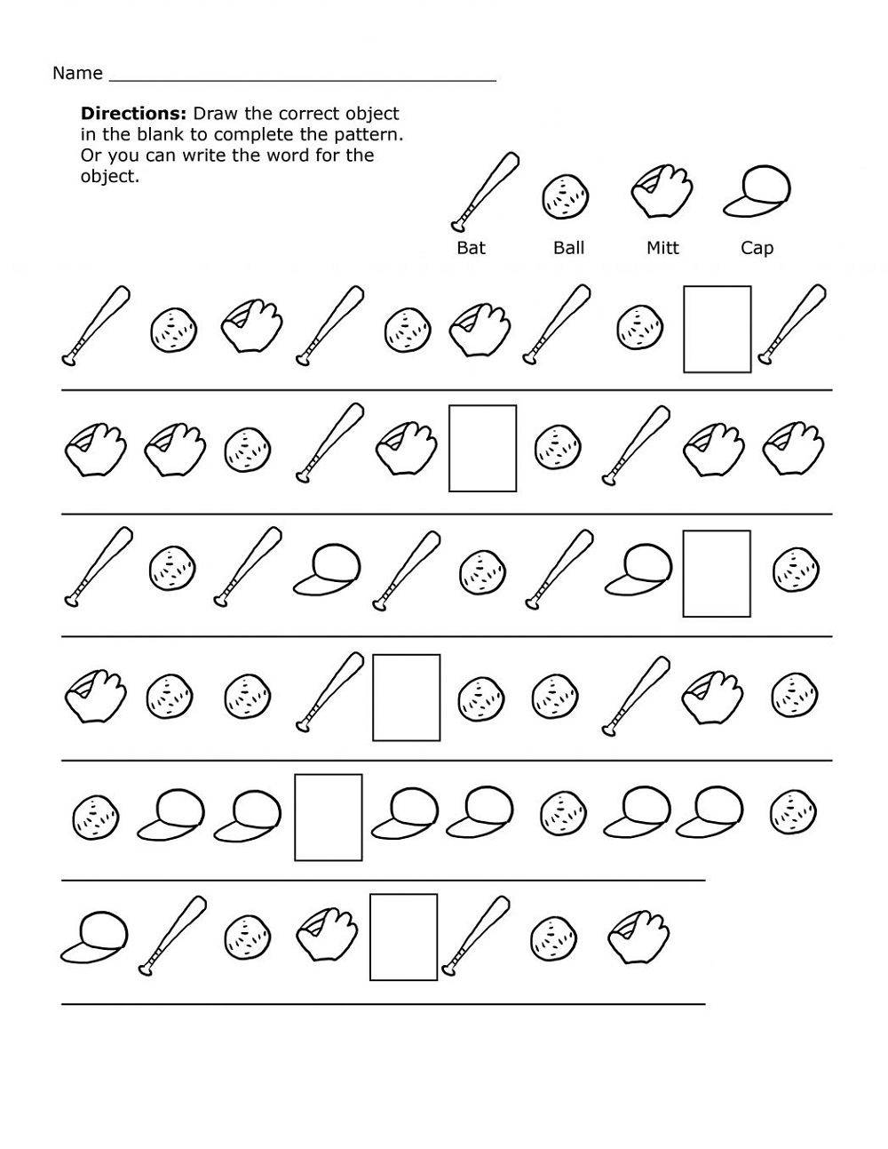 First Grade Math Worksheets Pattern
