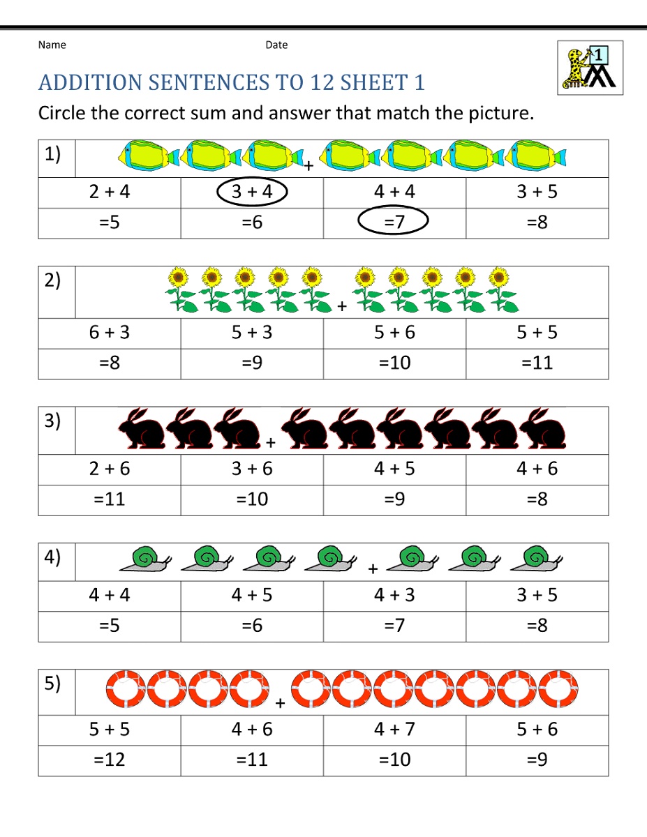 First Grade Worksheets Math
