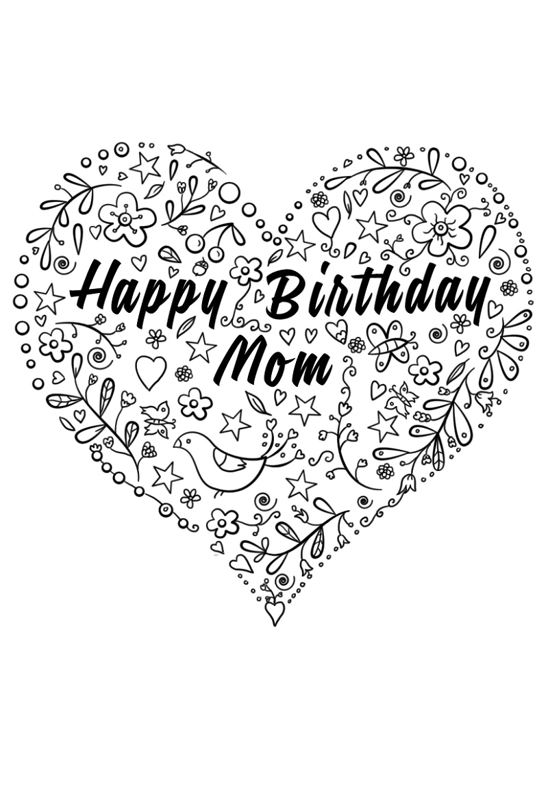 Happy Birthday Mom Coloring Page Printable