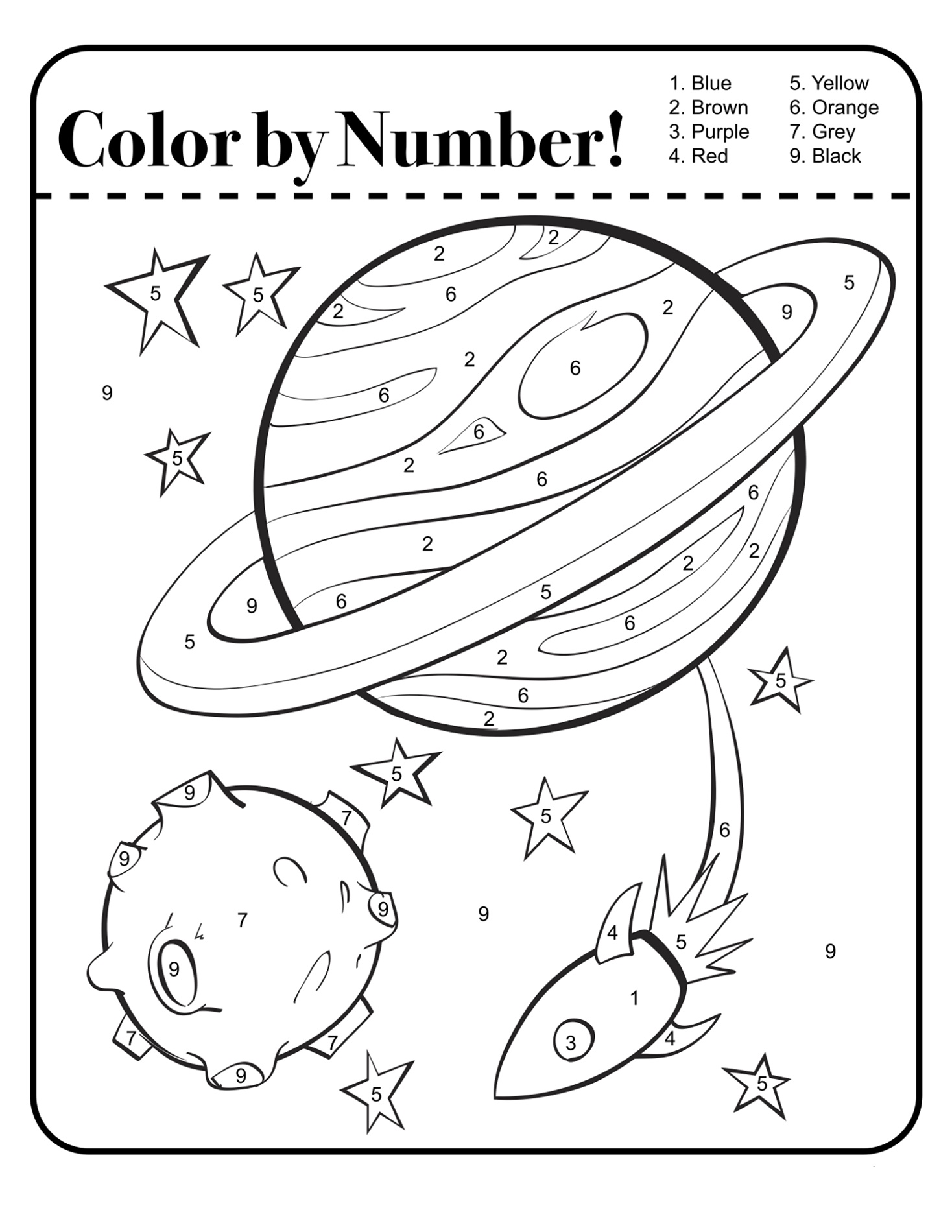 Kids Activity Printouts Color By Number