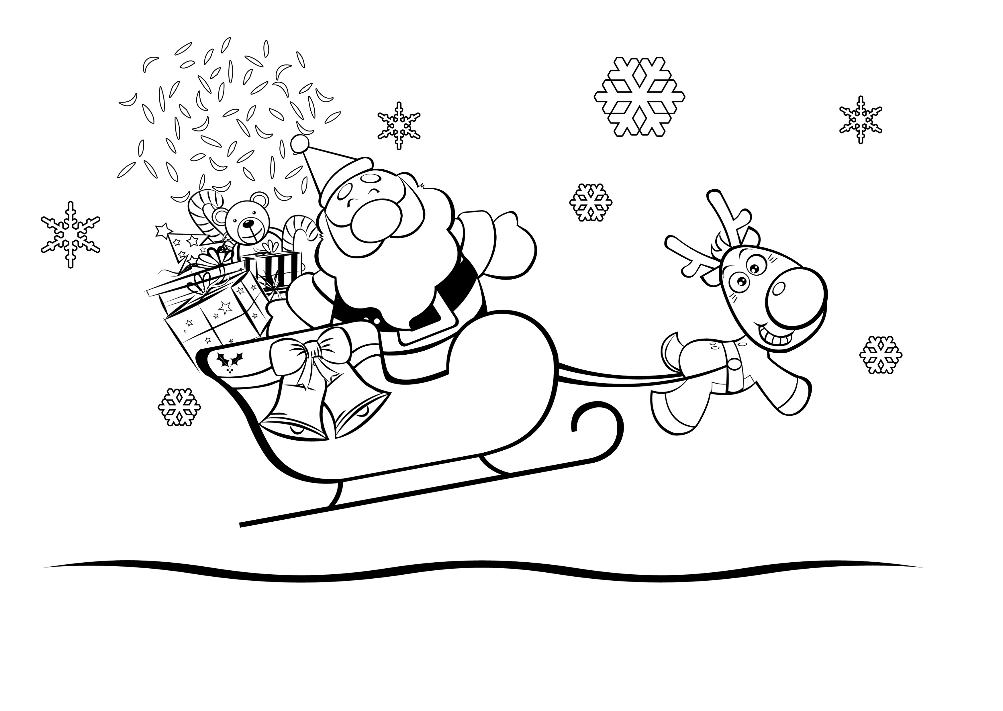 Santa Coloring Pages Sleigh