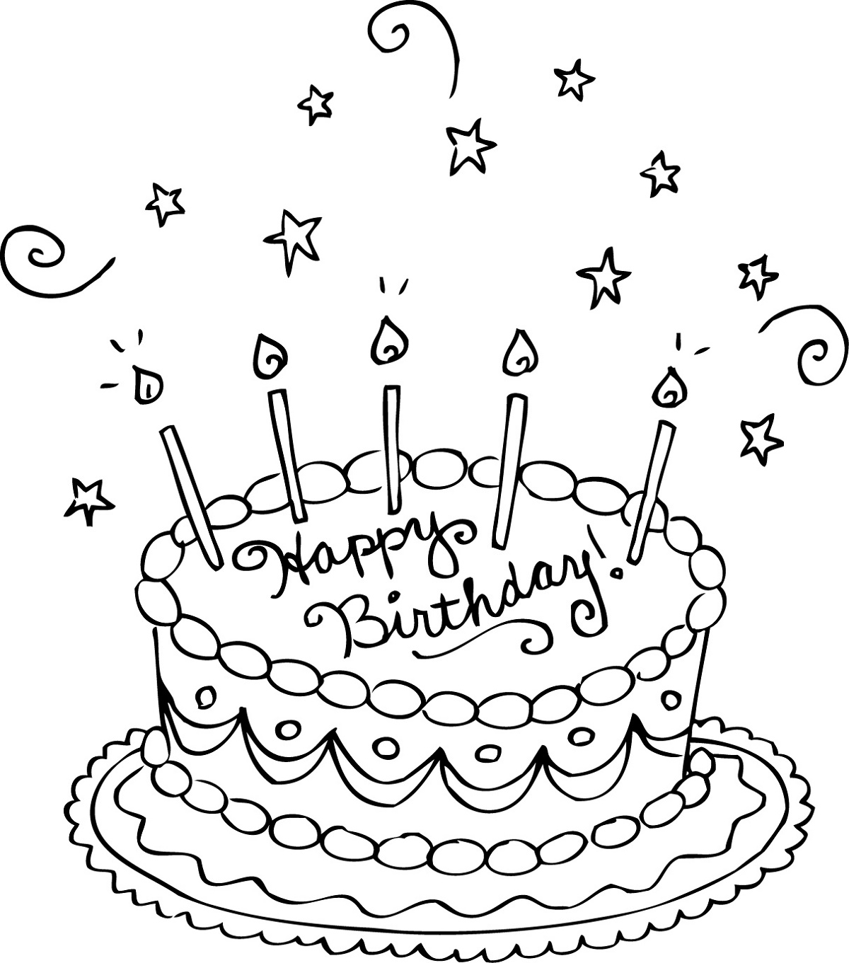 Birthday Cake Coloring Page For Kids