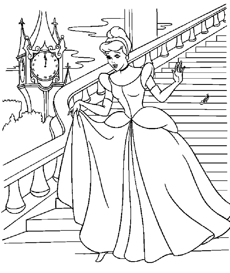 Cinderella Coloring Pages Down The Stairs