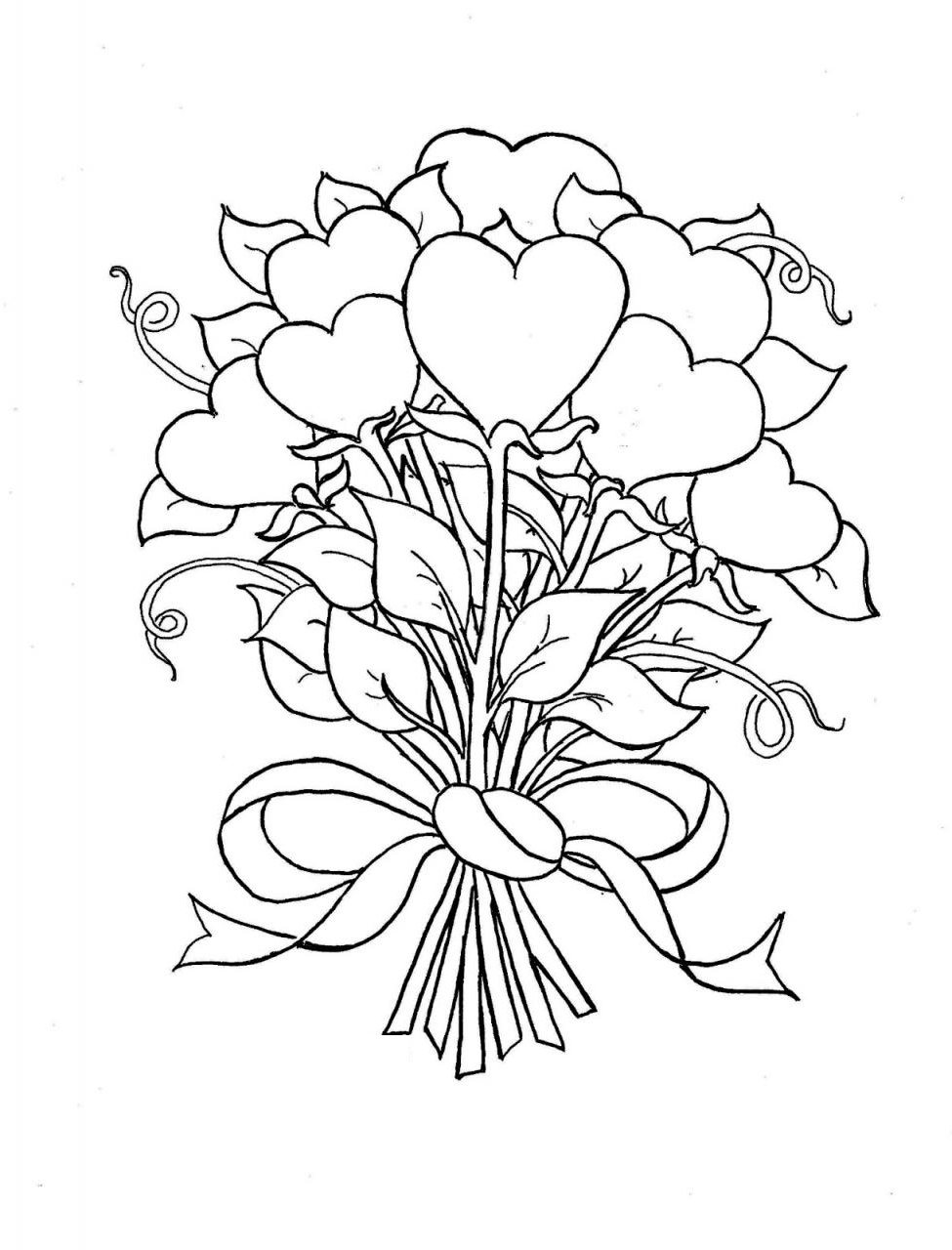 Coloring Pages Of Hearts And Flowers Valentines