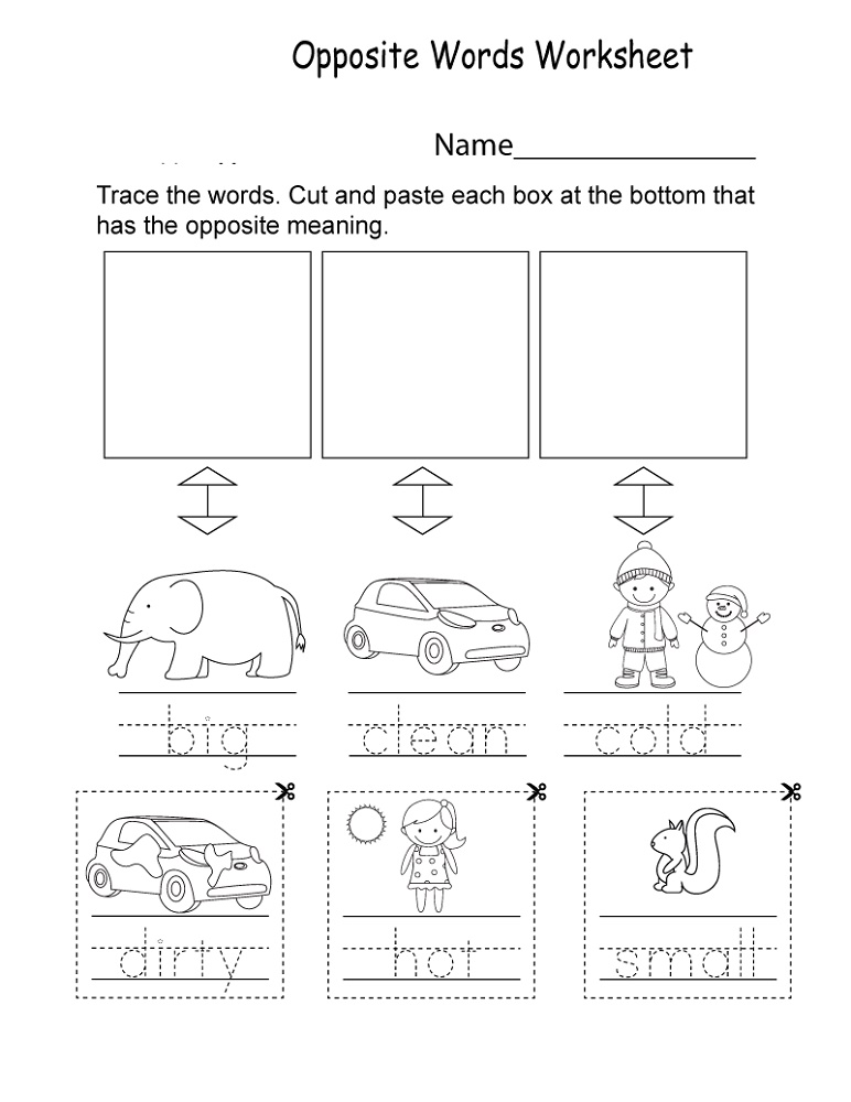 English For Kindergarten Free Worksheet Opposites
