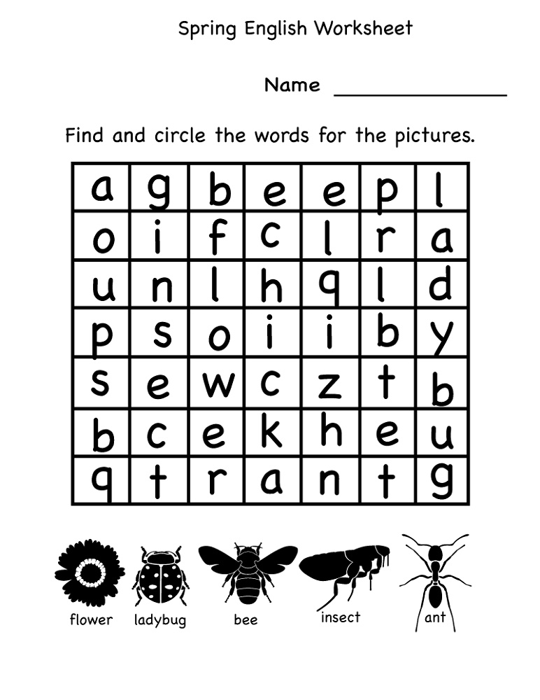 English For Kindergarten Free Worksheet Word Games