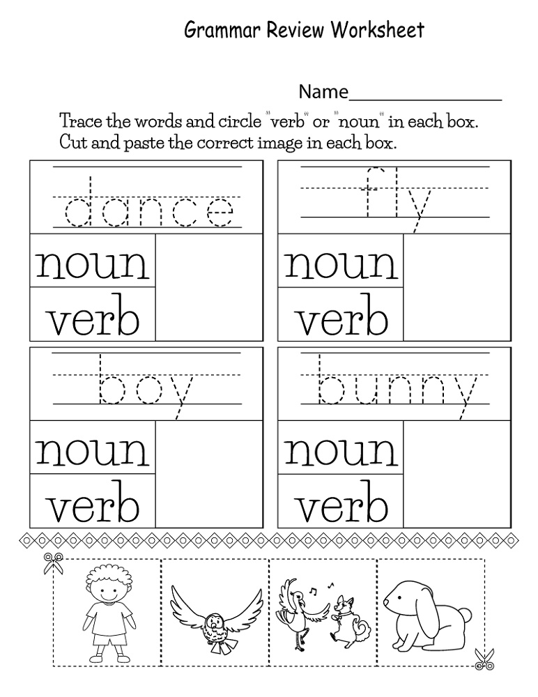 Kindergarten English Worksheets Free Printables Verb And Noun