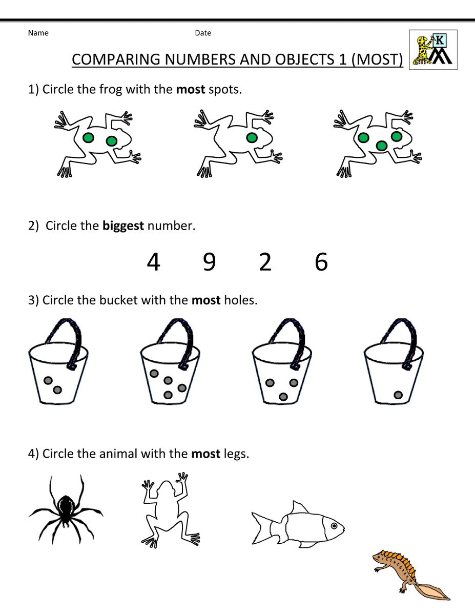 Kindergarten Printable Worksheets Comparing