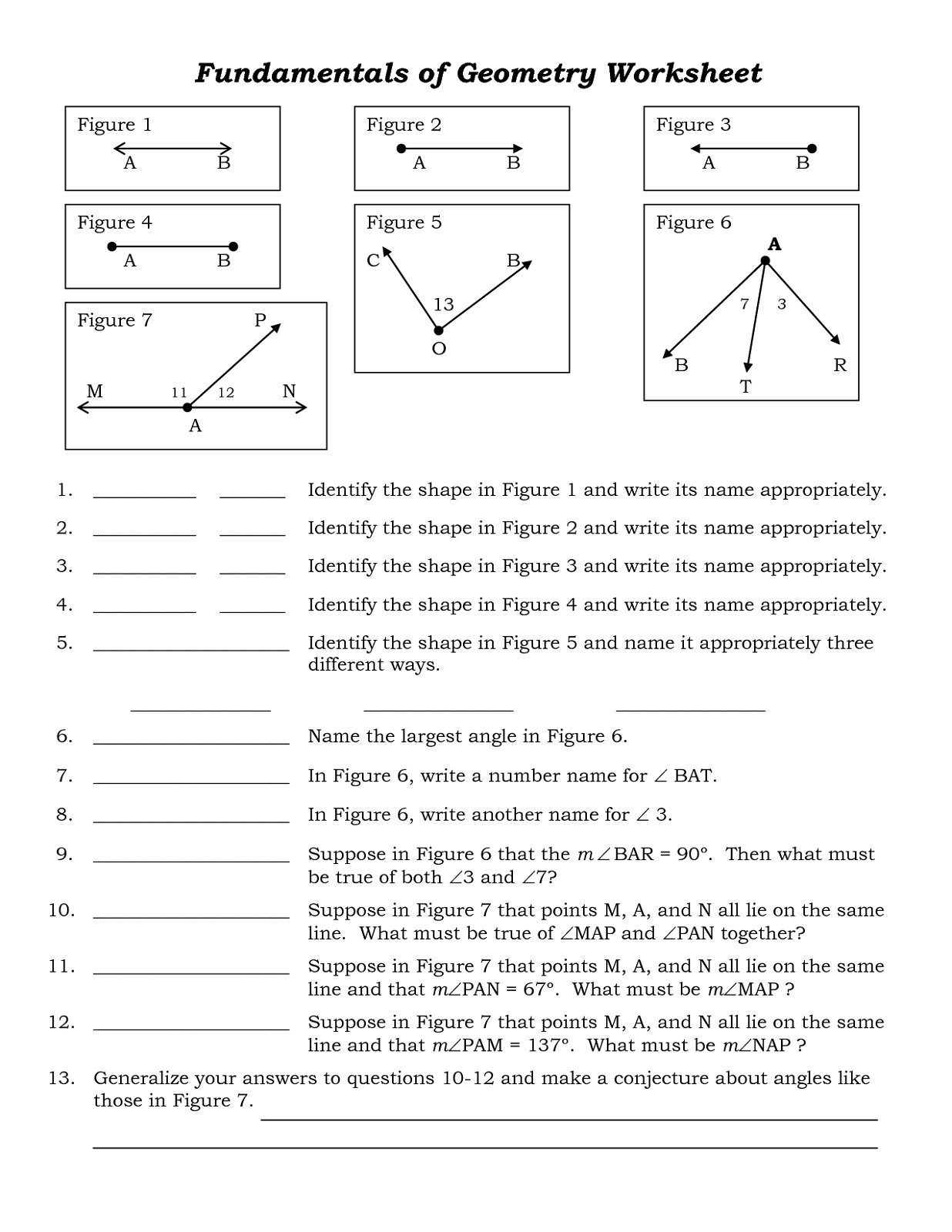 Math Worksheets For Adults Geometry