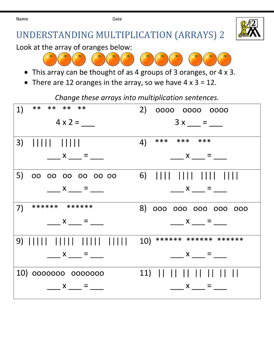 Math Worksheets For Grade 2 Multiplication