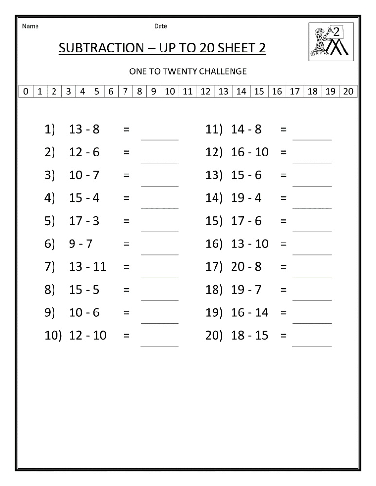 Math Worksheets For Grade 2 Subtraction