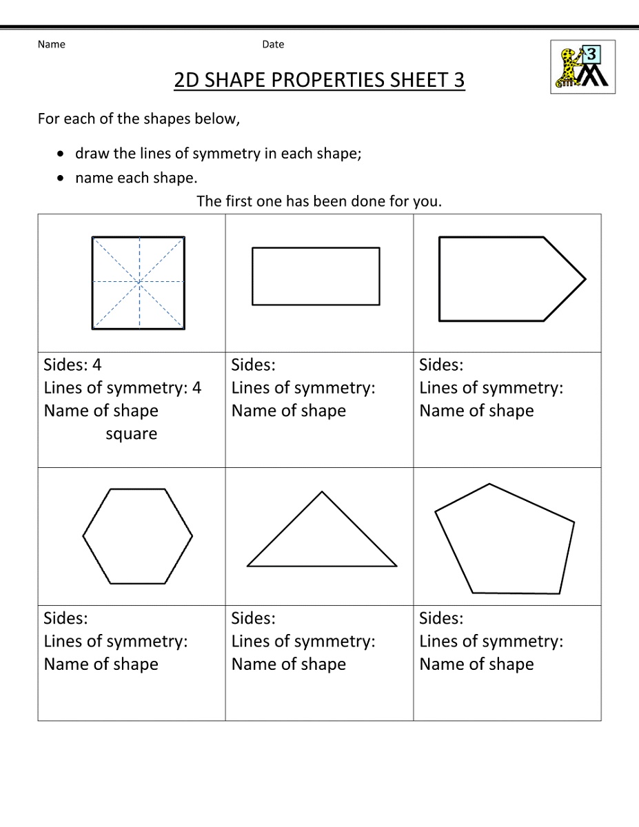 Math Worksheets For Grade 3 Geometry