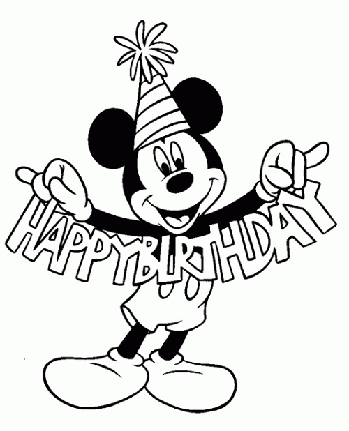 Mickey Mouse Birthday Coloring Pages Free