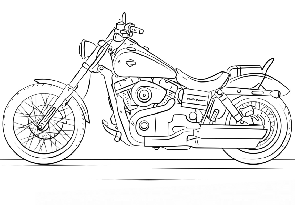 Motorcycle Coloring Pages Harley.