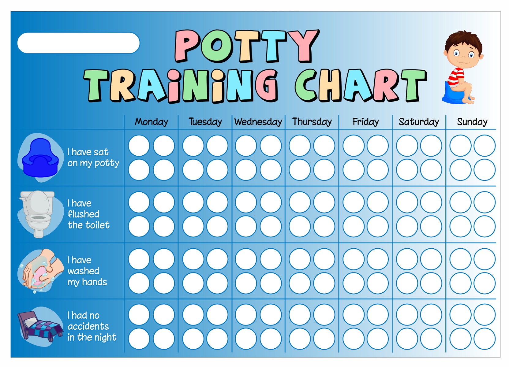 Potty Training Reward Chart for Boys