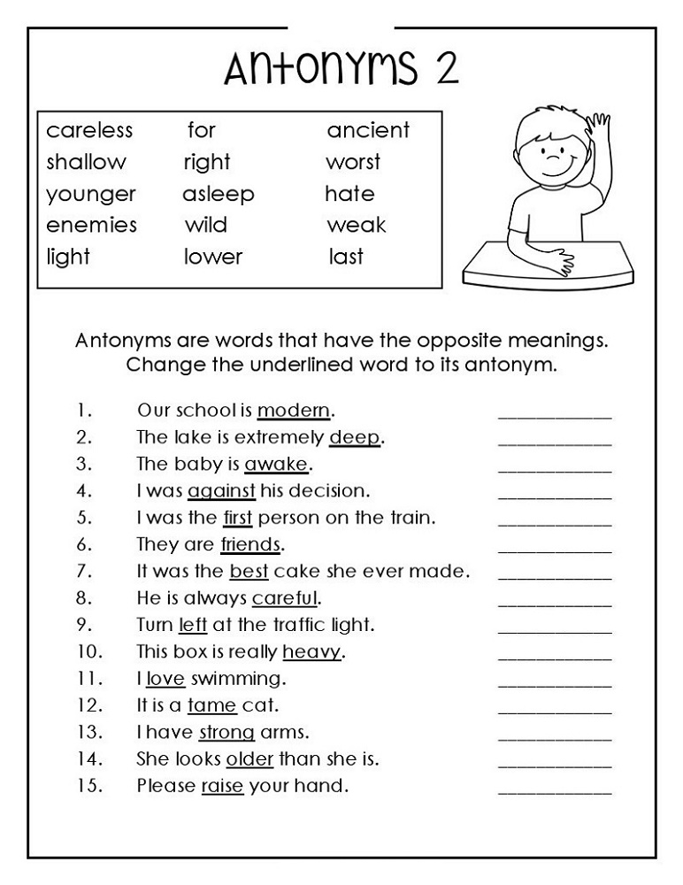 Printable English Worksheets Antonym
