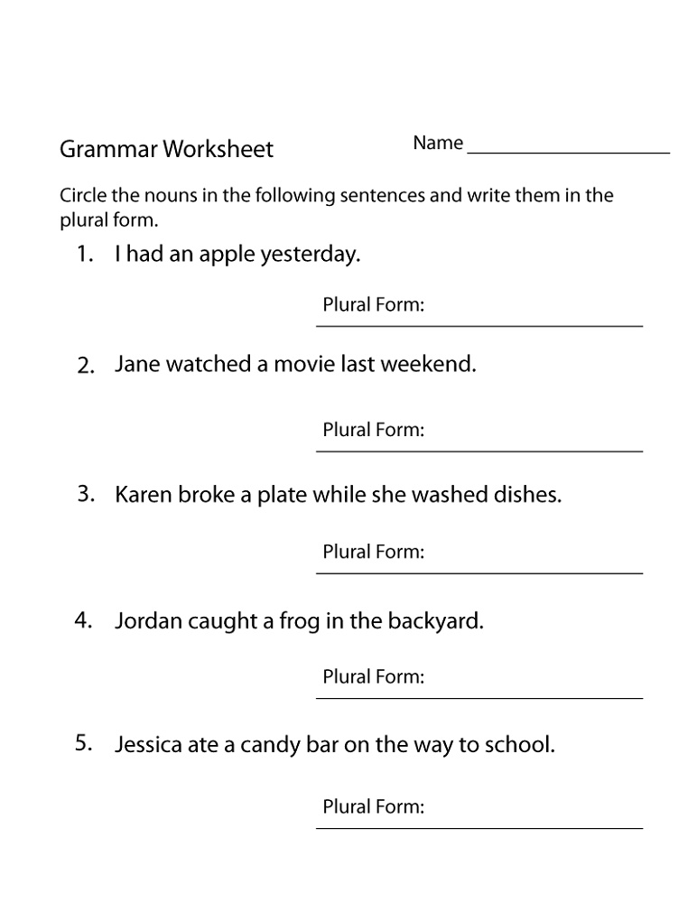 Printable English Worksheets Grammar