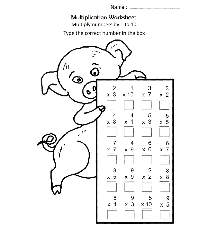 Printable Multiplication Worksheets 1 to 10