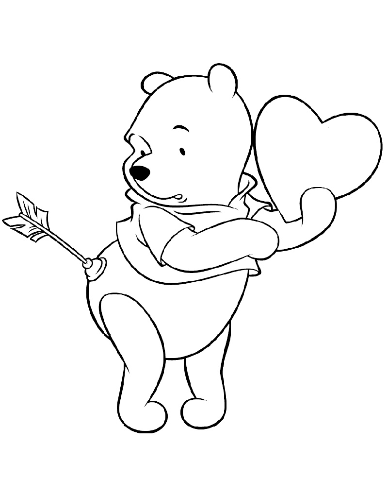 Valentine Coloring Pages Disney Pooh