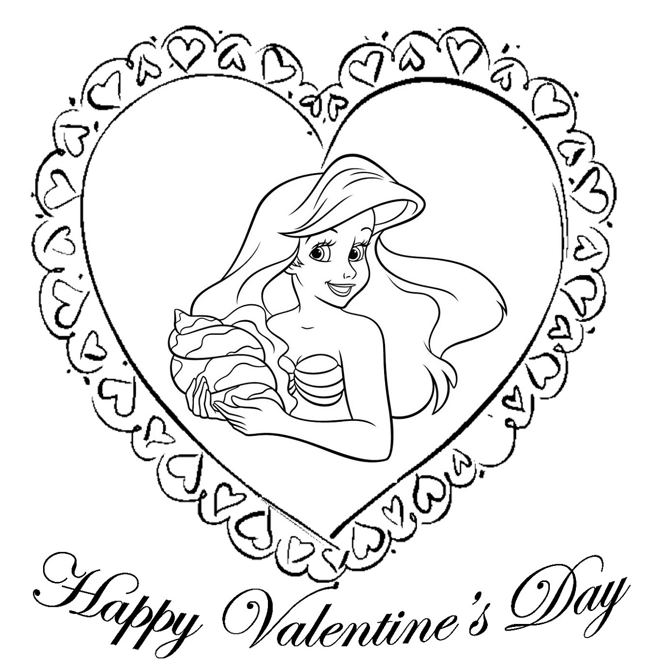 Valentine Coloring Pages Disney Princess